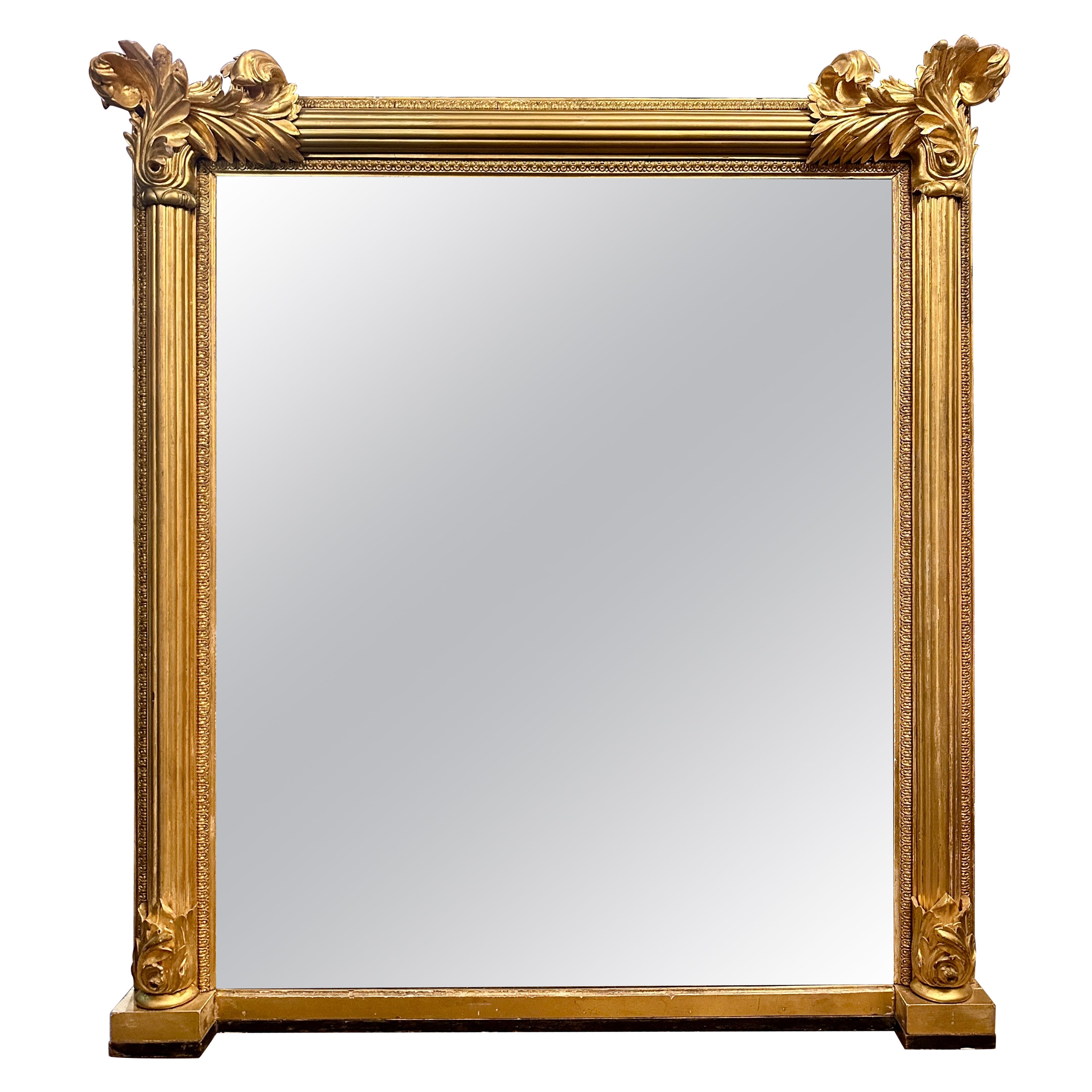 A Large  Antique English Regency Gold Gilt wood Overmantel Mirror