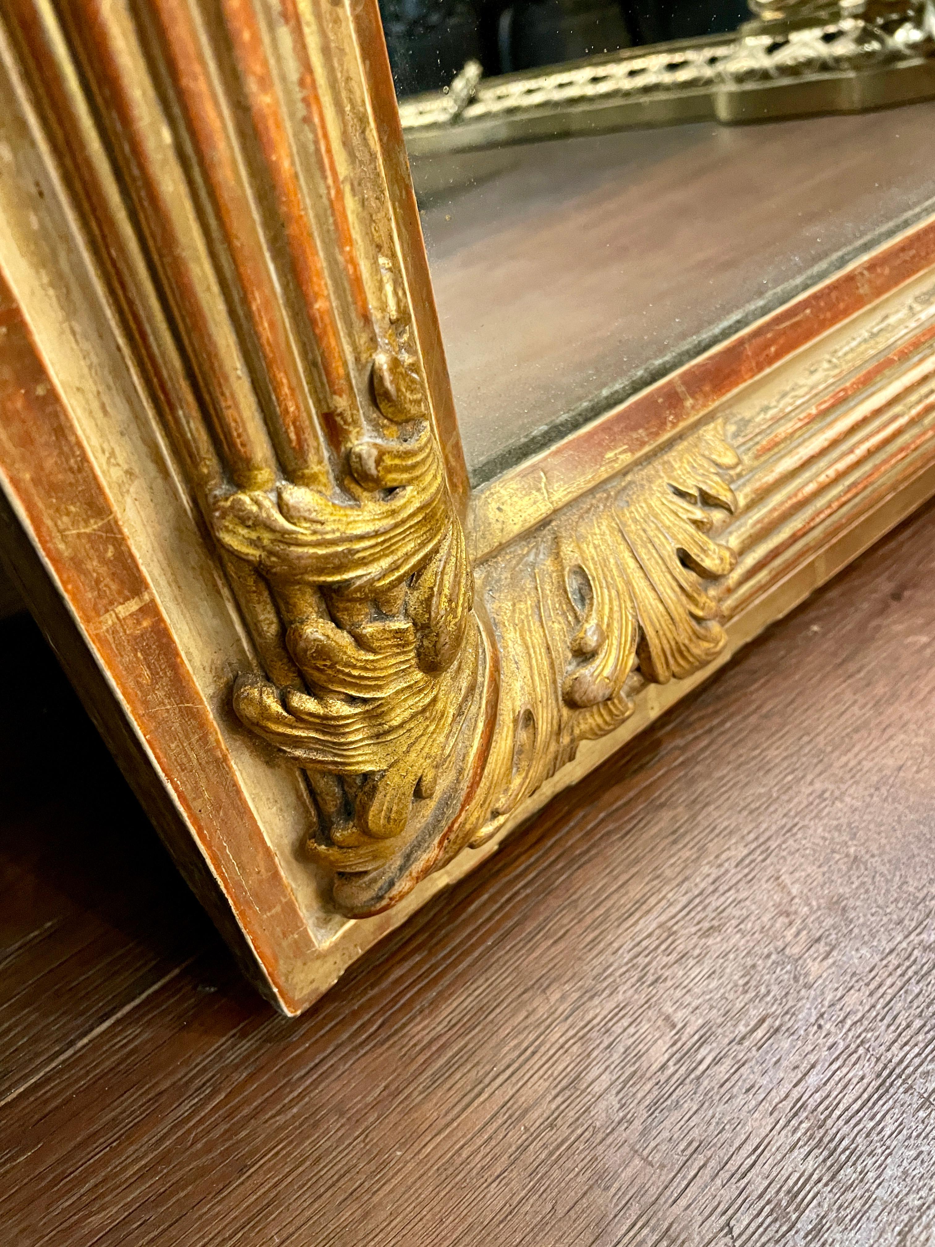 Large Antique French Gold Gilt Mirror  In Good Condition In London, GB