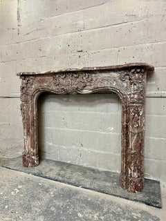 A Large Antique French Louis XV Marble Fireplace Mantel