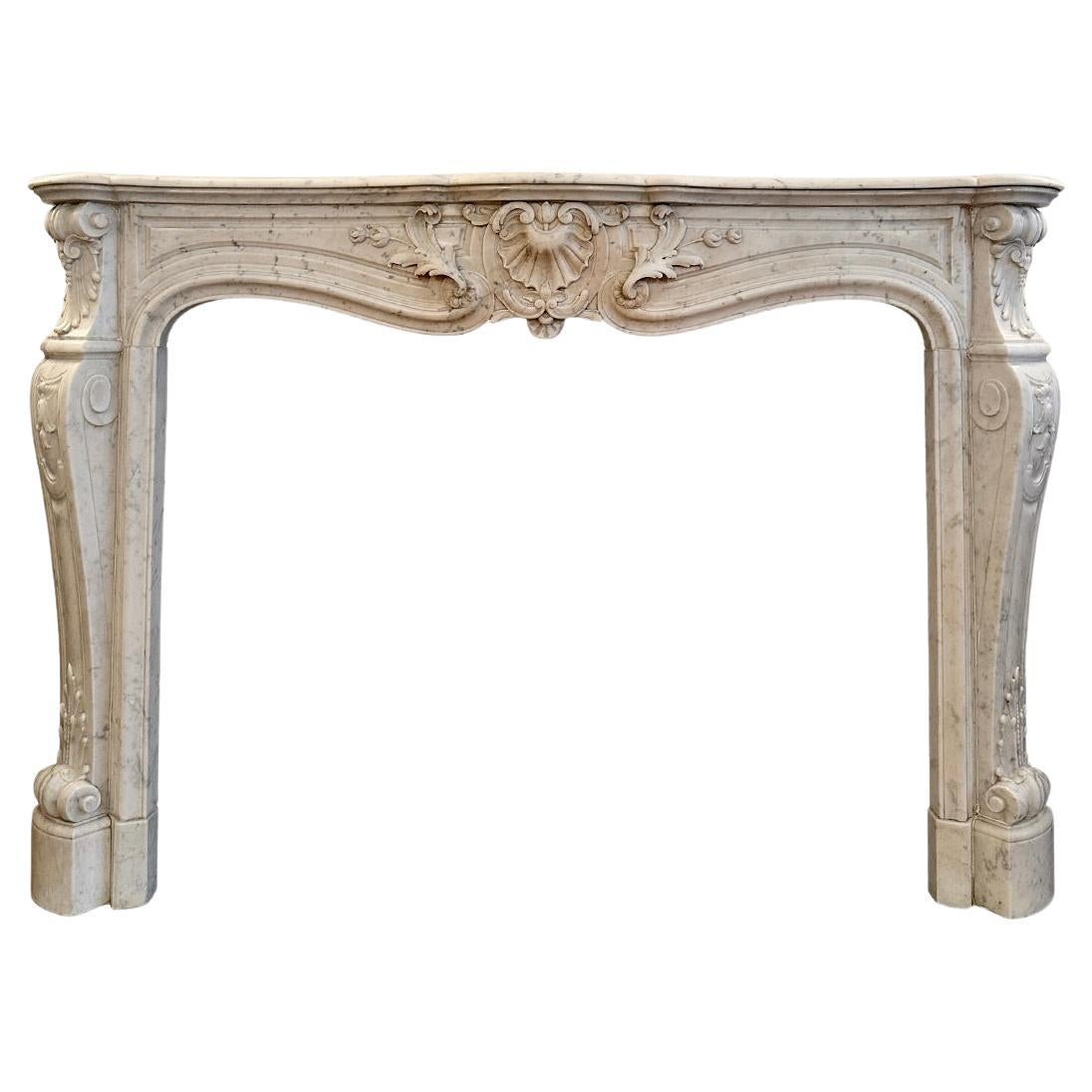 A Large Antique French Louis XV Style Italian Marble Fireplace Mantel For Sale