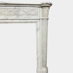 A Large Antique French Louis XVI Style 19th Century  Marble Fireplace Mantel