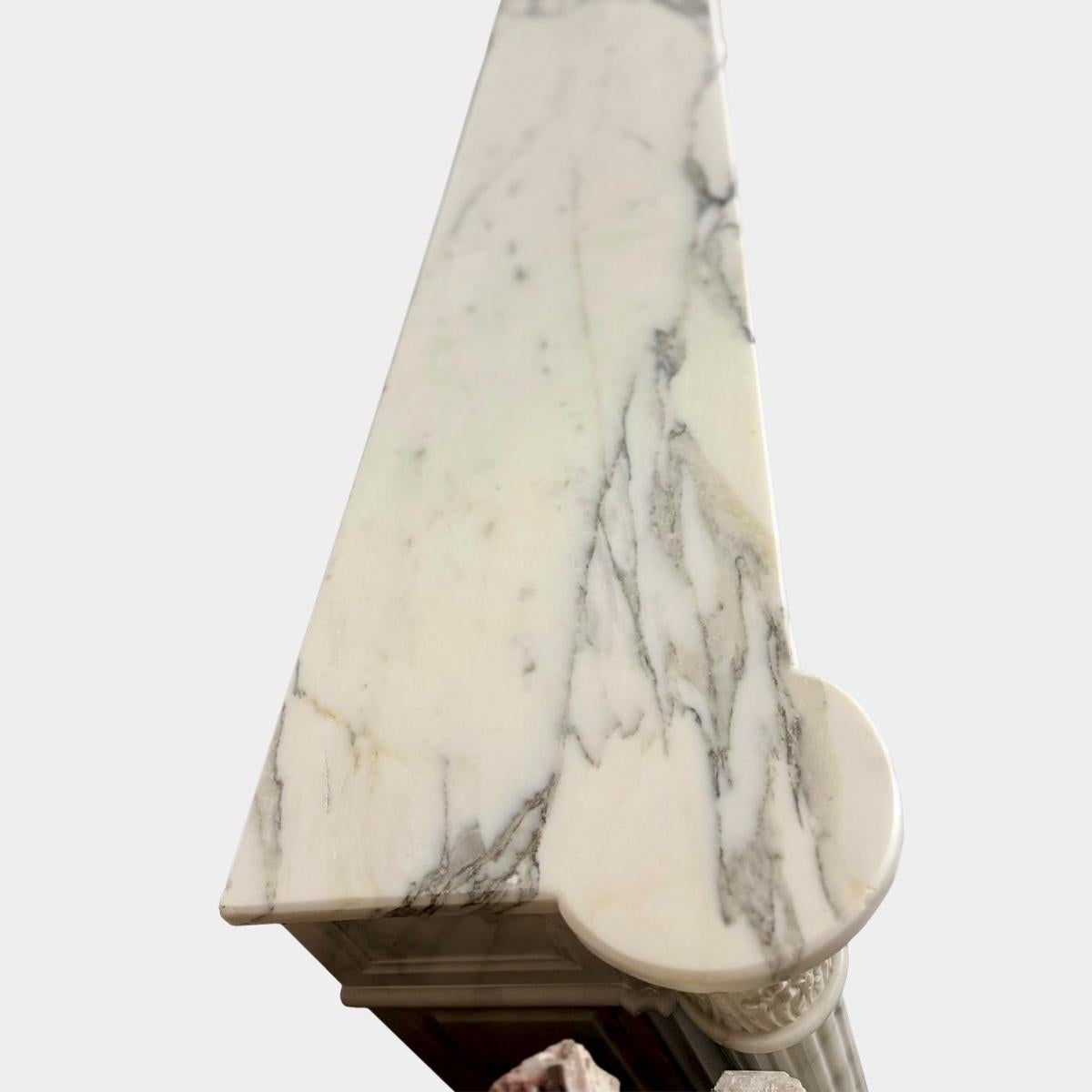 A Large Antique French Louis XVI Style 19th Century  Marble Fireplace Mantel For Sale 1