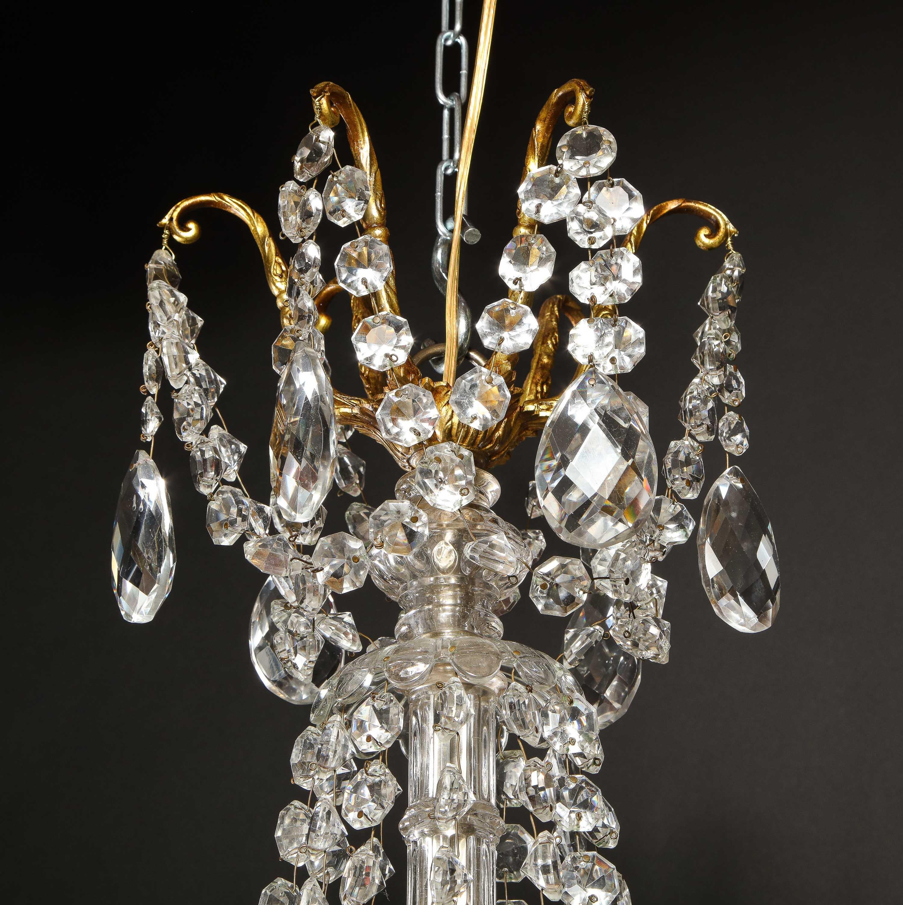 Large Antique French Louis XVI Style Gilt Bronze and Cut Crystal Chandelier 5