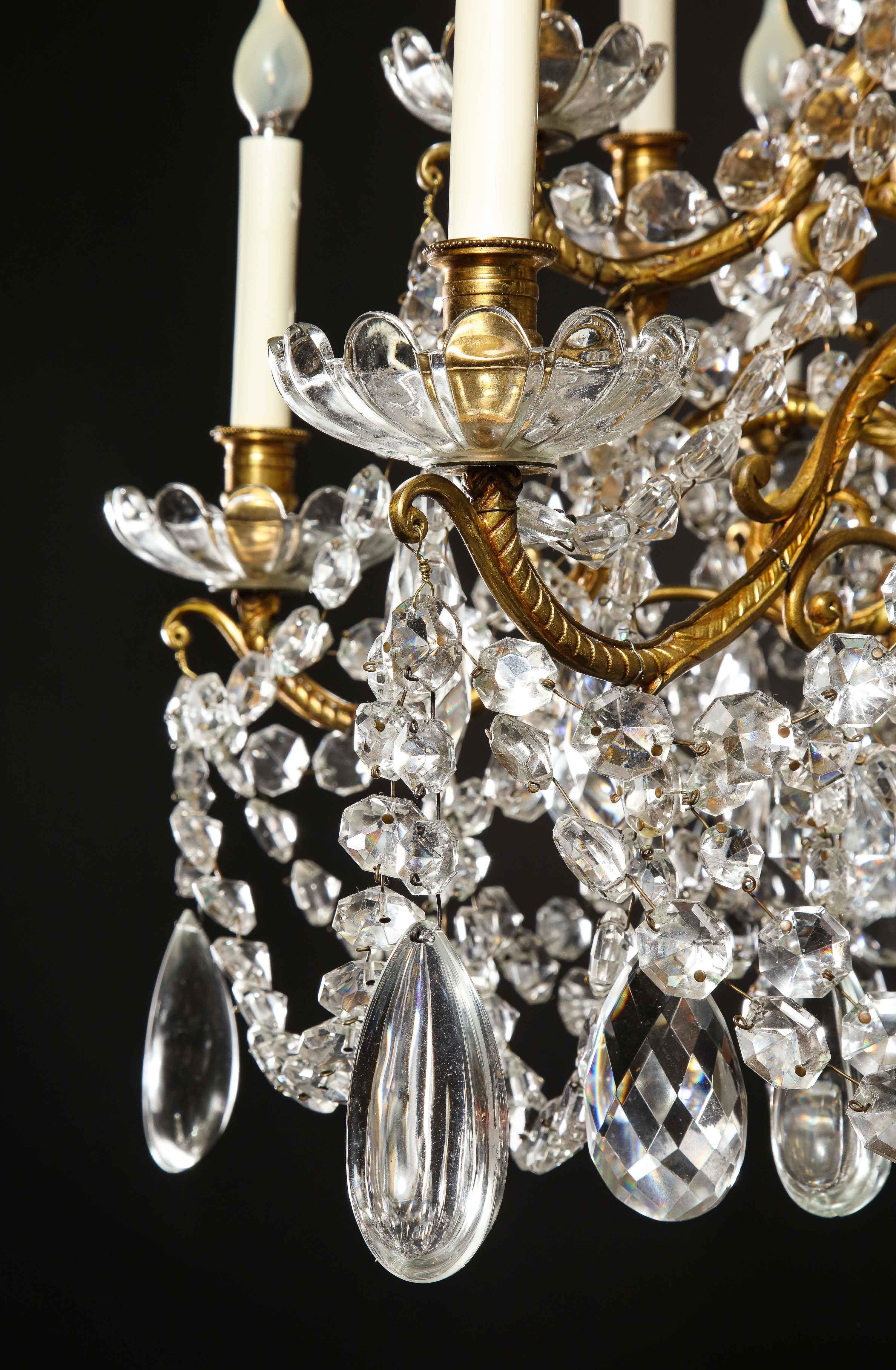 20th Century Large Antique French Louis XVI Style Gilt Bronze and Cut Crystal Chandelier