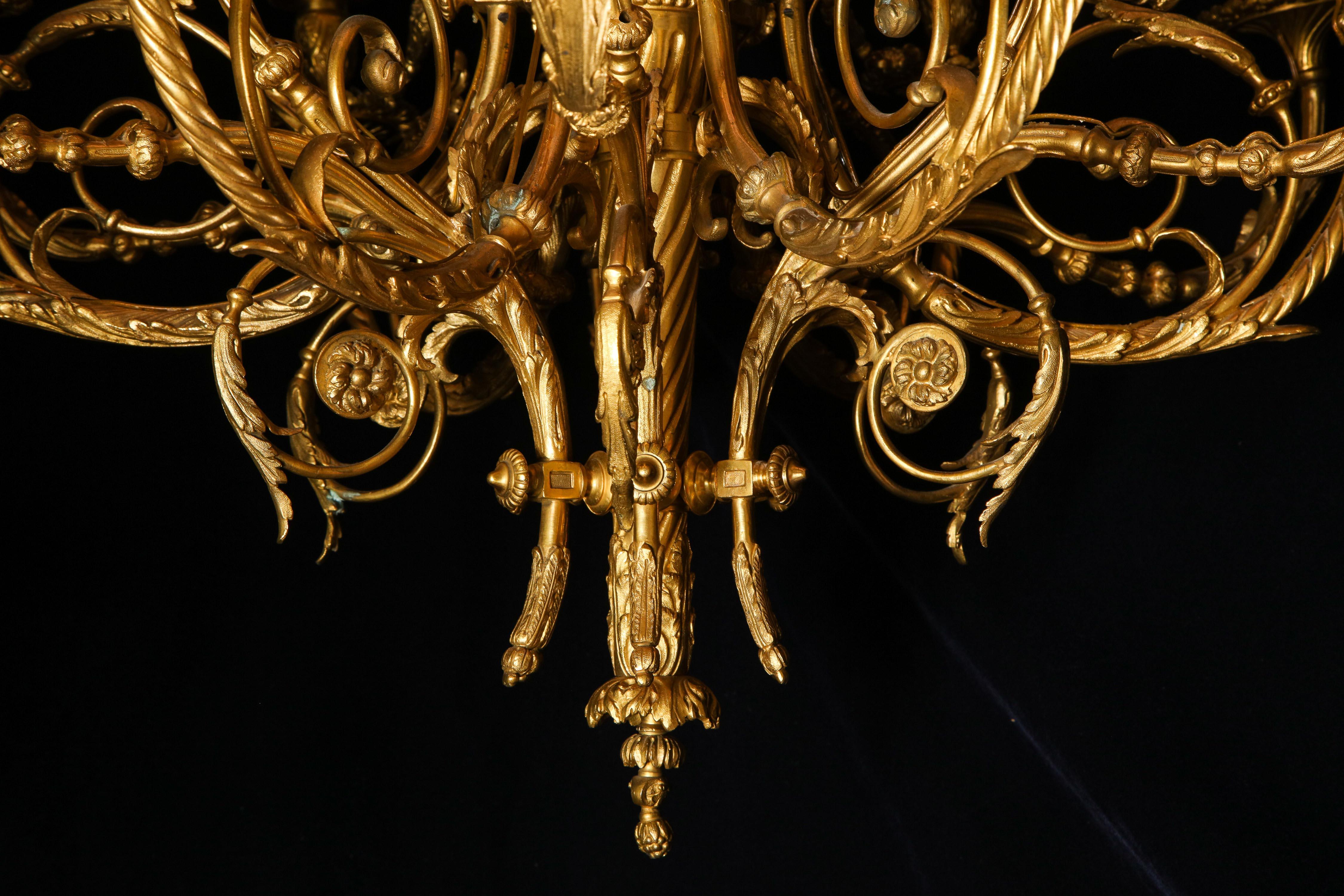 Large Antique French Louis XVI Style Gilt Bronze Chandelier 1