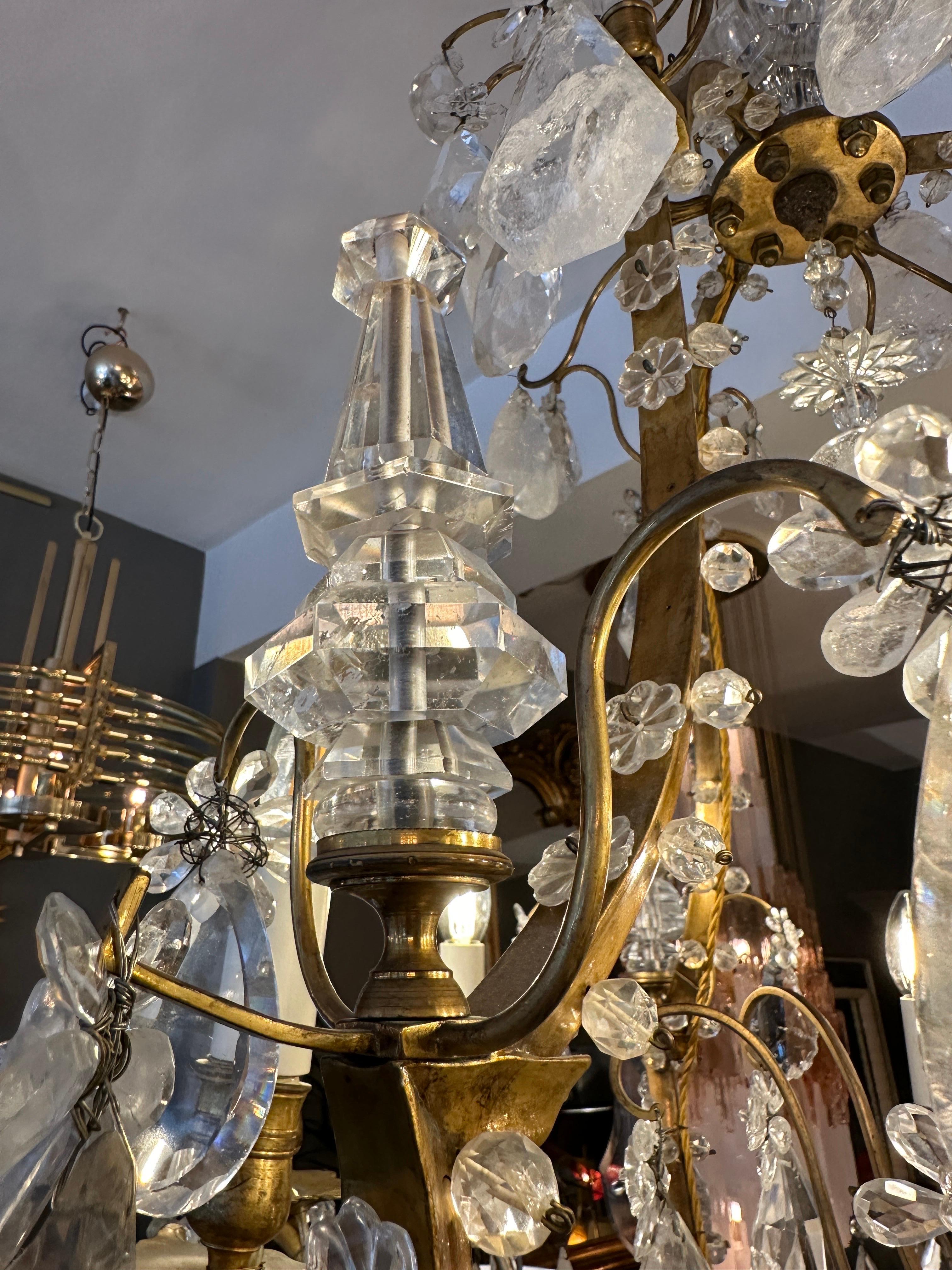 A Large Antique French Rock Crystal and Gilt Bronze Chandelier  For Sale 5