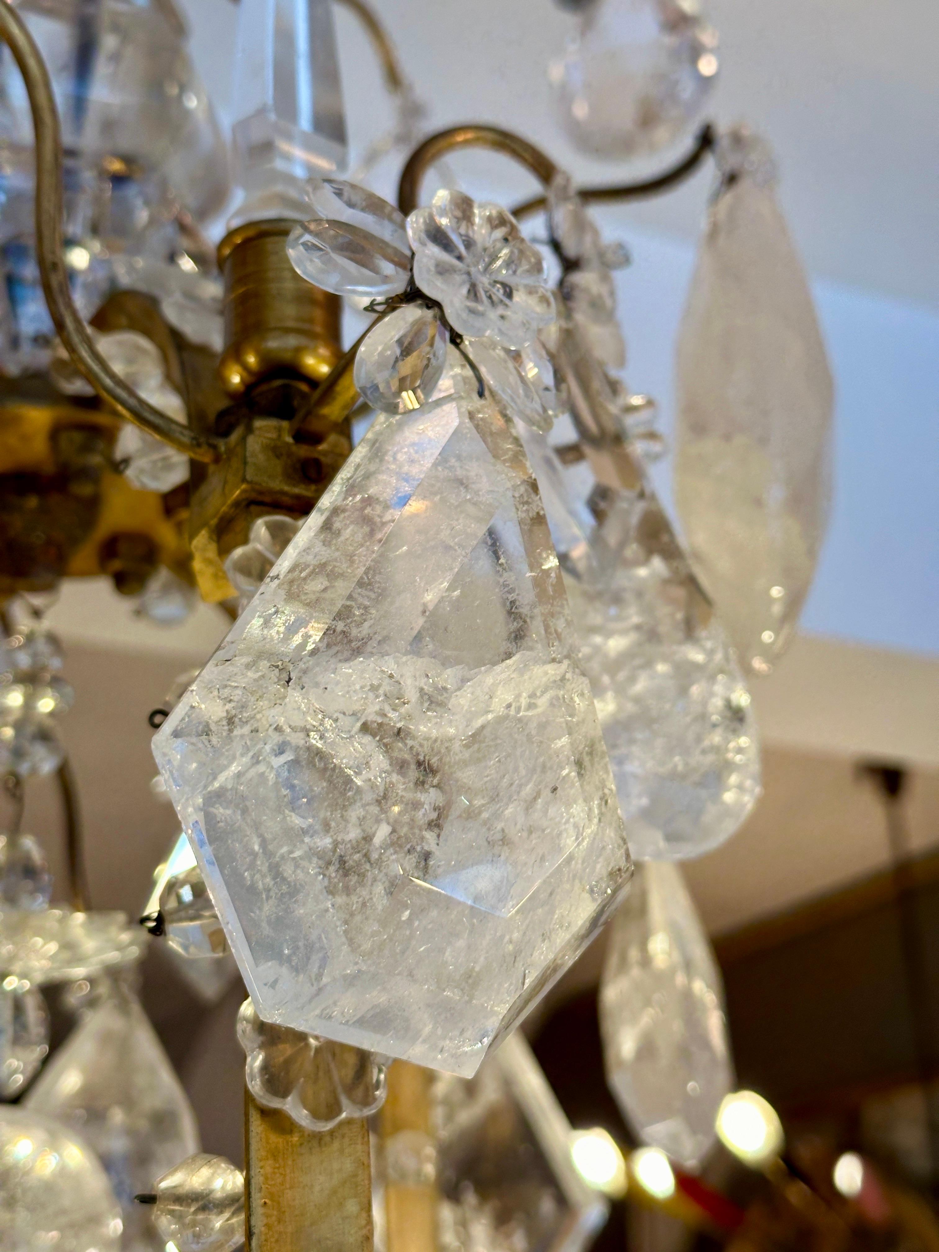 A Large Antique French Rock Crystal and Gilt Bronze Chandelier  In Good Condition For Sale In London, GB