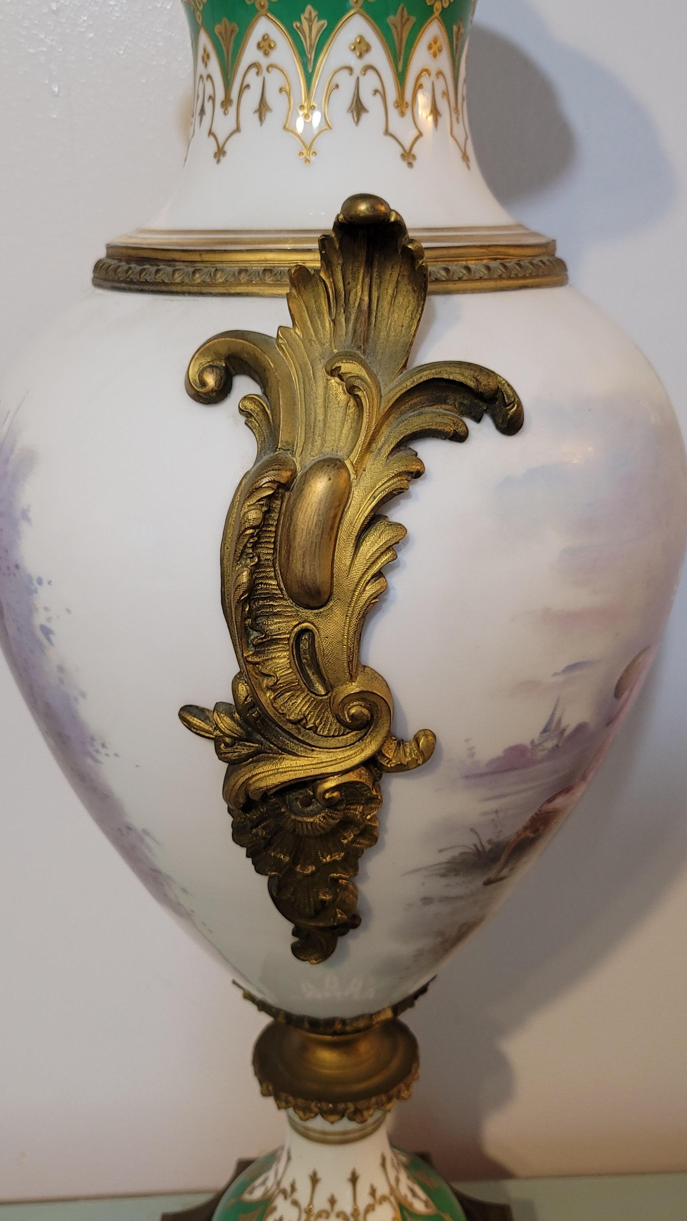 Large Antique French Sevres Porcelain Urn, 19th Century, Signature and Mark For Sale 3