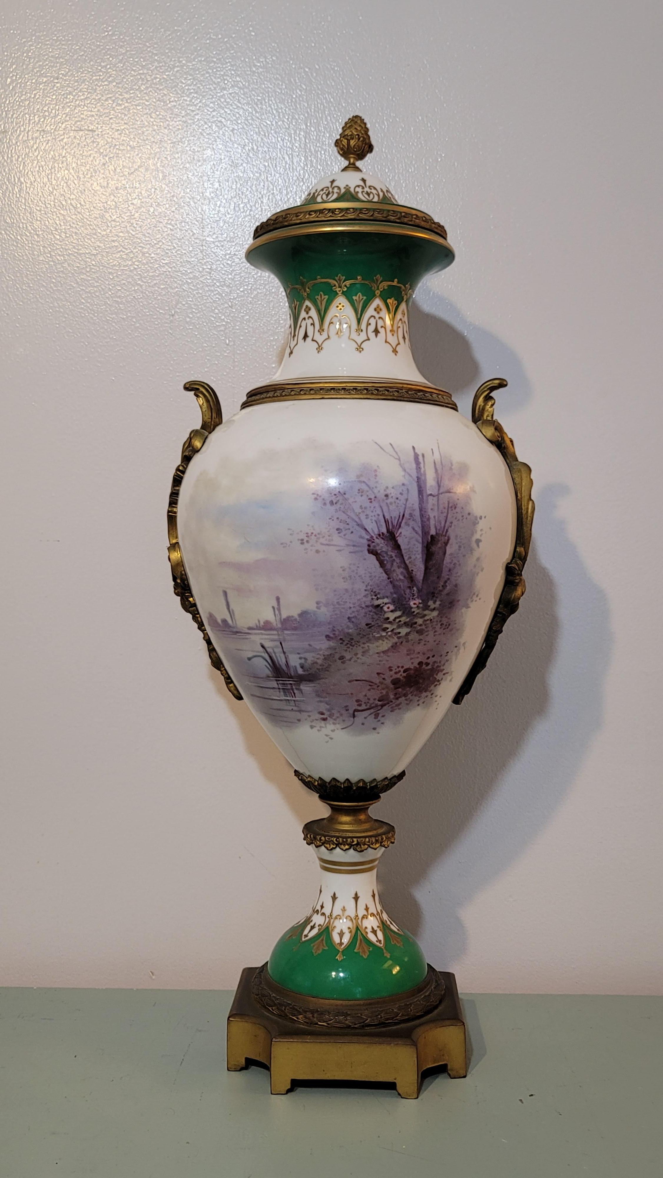 Large Antique French Sevres Porcelain Urn, 19th Century, Signature and Mark For Sale 5