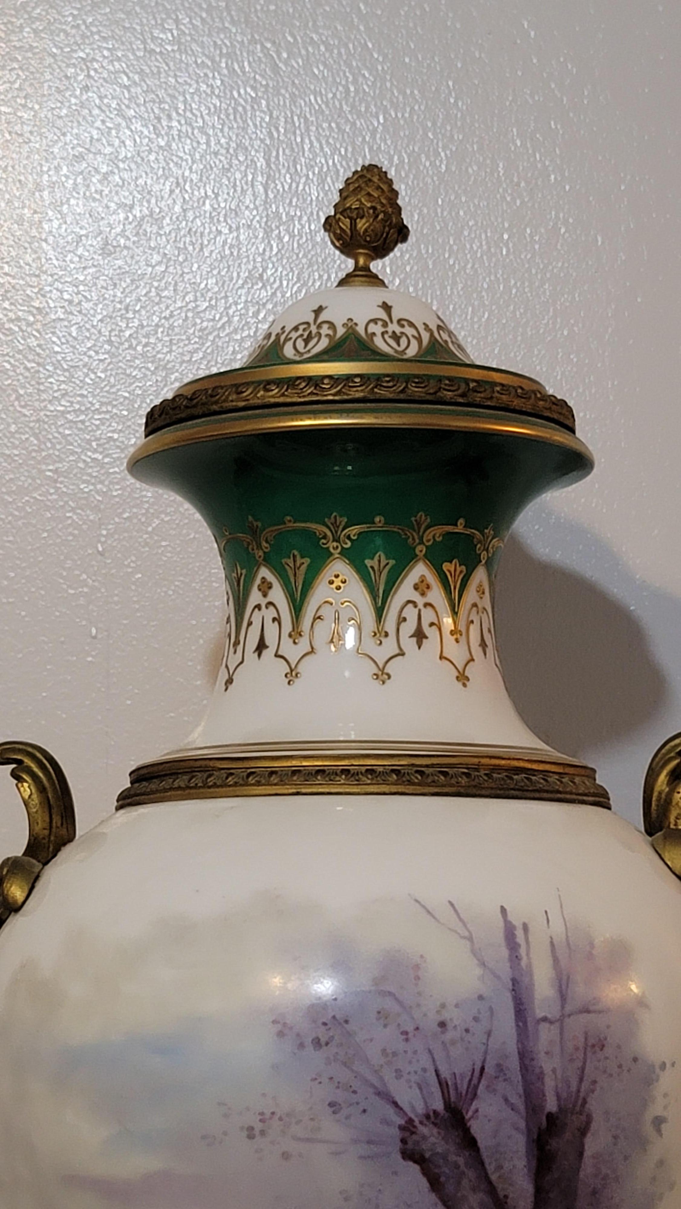 Large Antique French Sevres Porcelain Urn, 19th Century, Signature and Mark For Sale 6