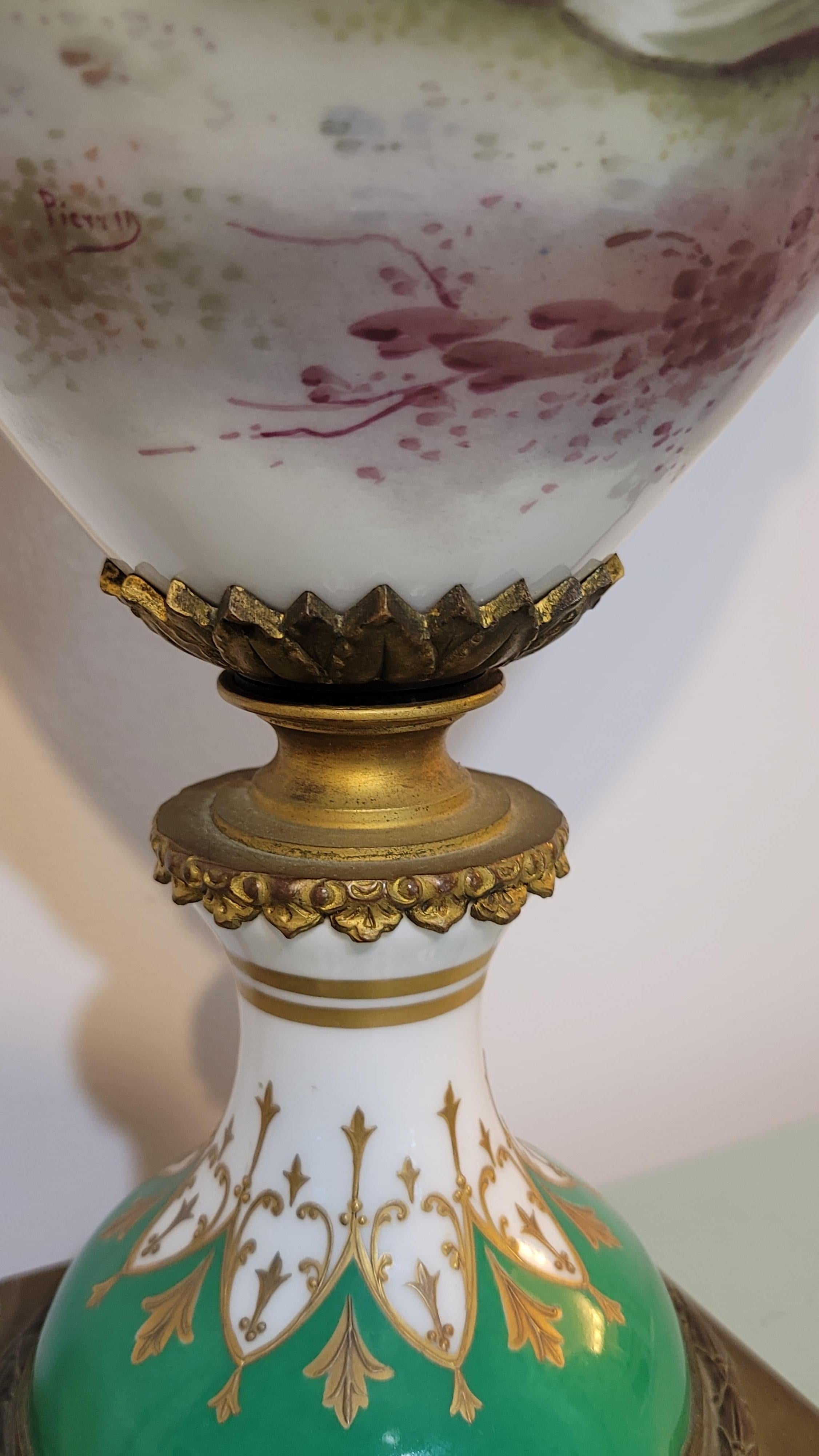 Large Antique French Sevres Porcelain Urn, 19th Century, Signature and Mark For Sale 1