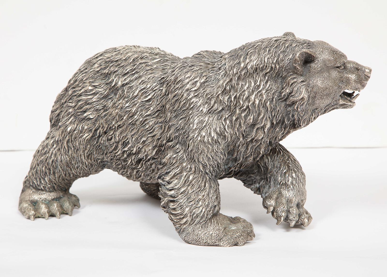 Large Antique French Silvered Figure of Polar Bear, circa 1900 6