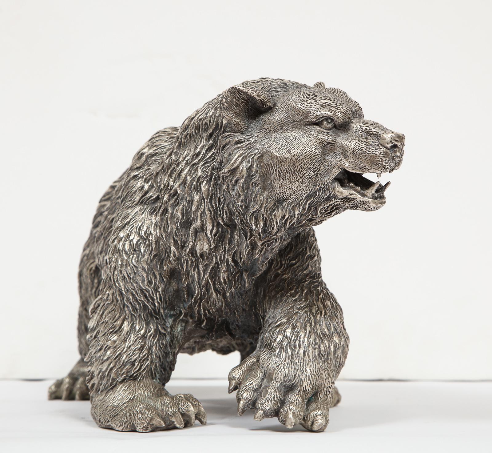 Large Antique French Silvered Figure of Polar Bear, circa 1900 9