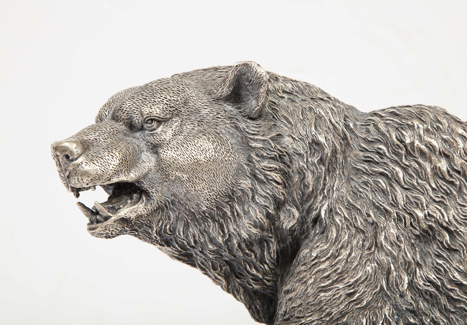 19th Century Large Antique French Silvered Figure of Polar Bear, circa 1900