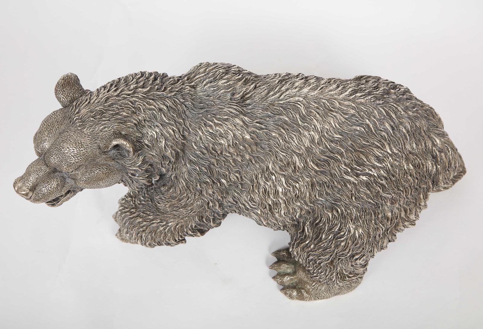 Large Antique French Silvered Figure of Polar Bear, circa 1900 2
