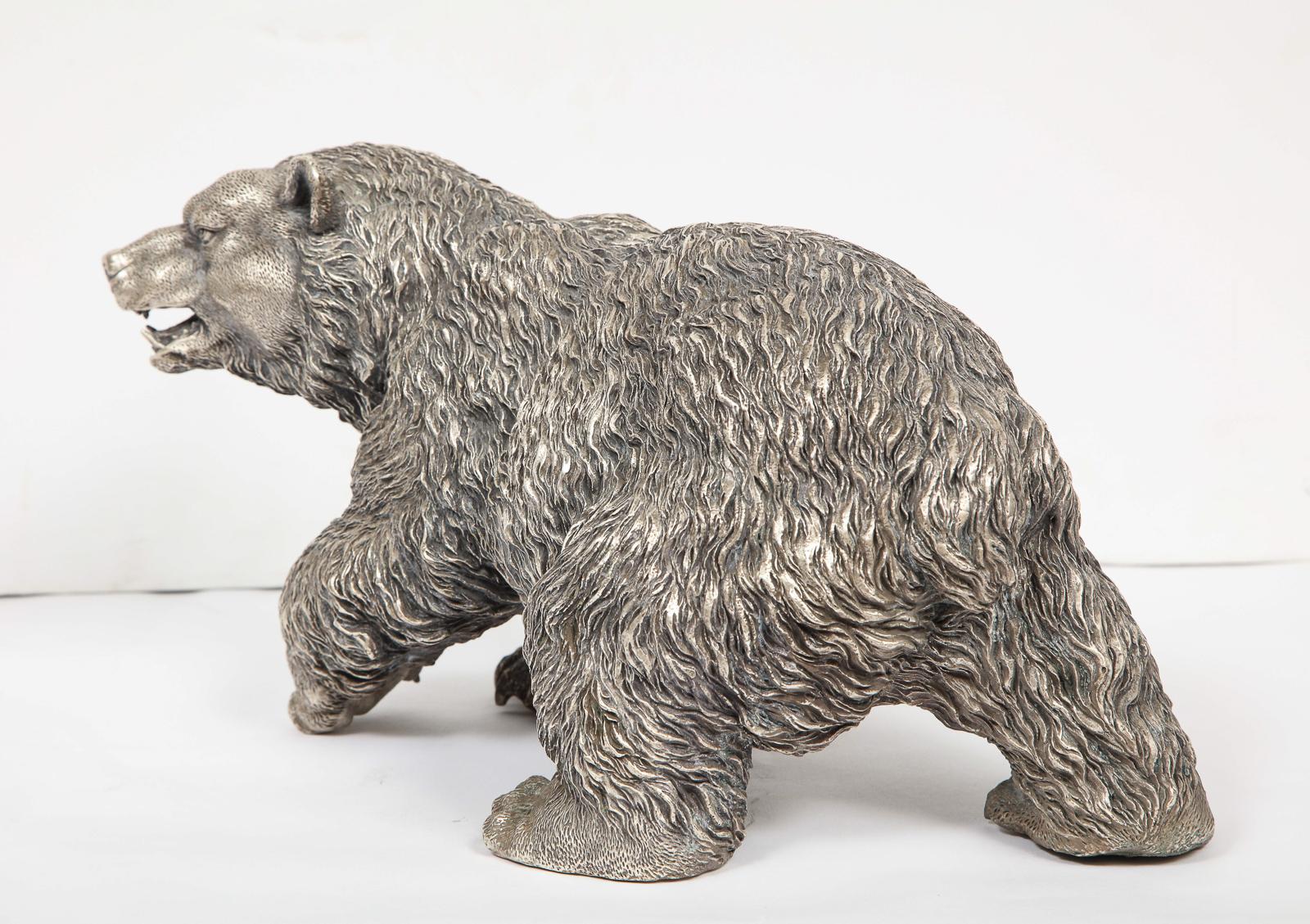 Large Antique French Silvered Figure of Polar Bear, circa 1900 3