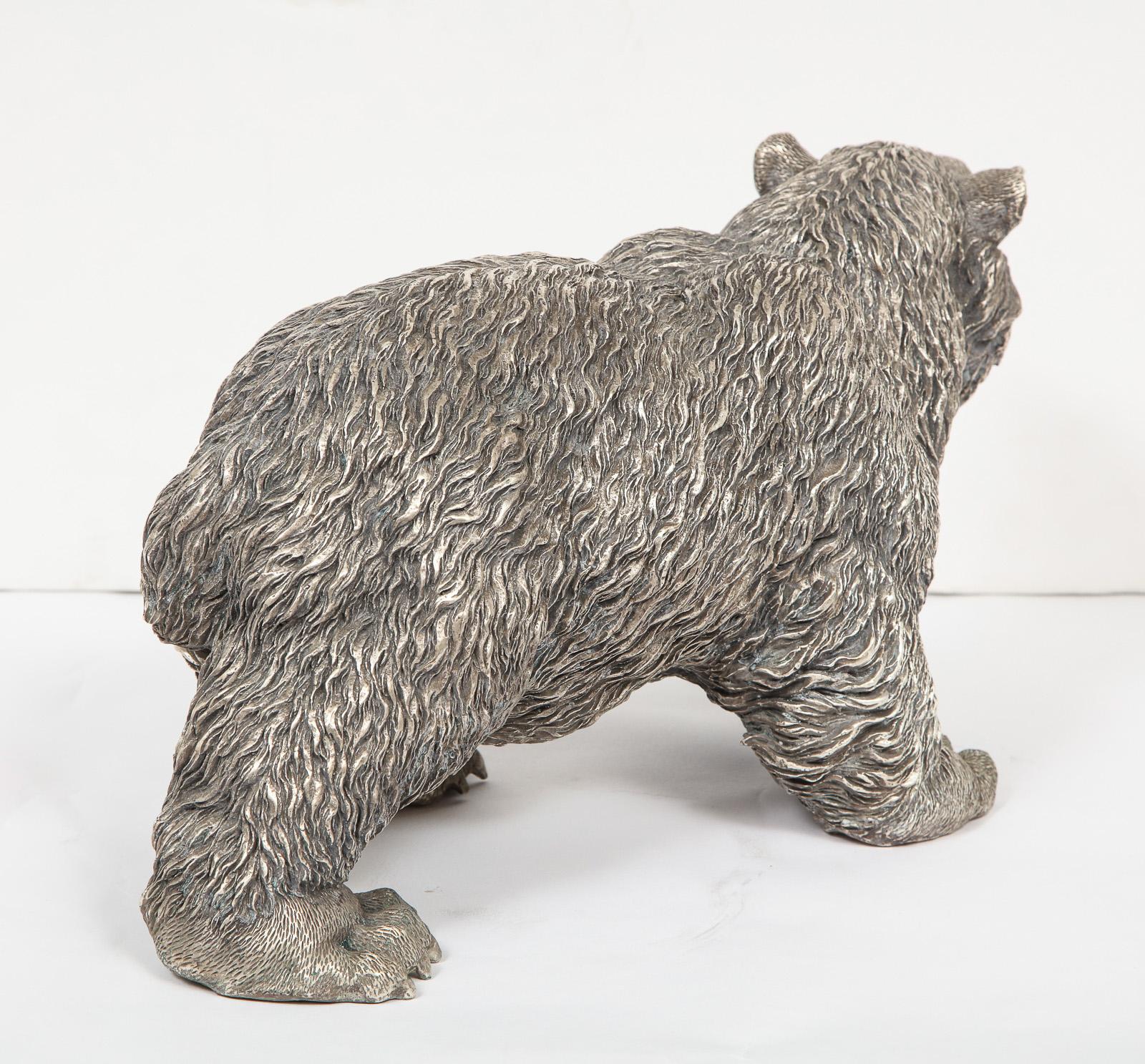 Large Antique French Silvered Figure of Polar Bear, circa 1900 4