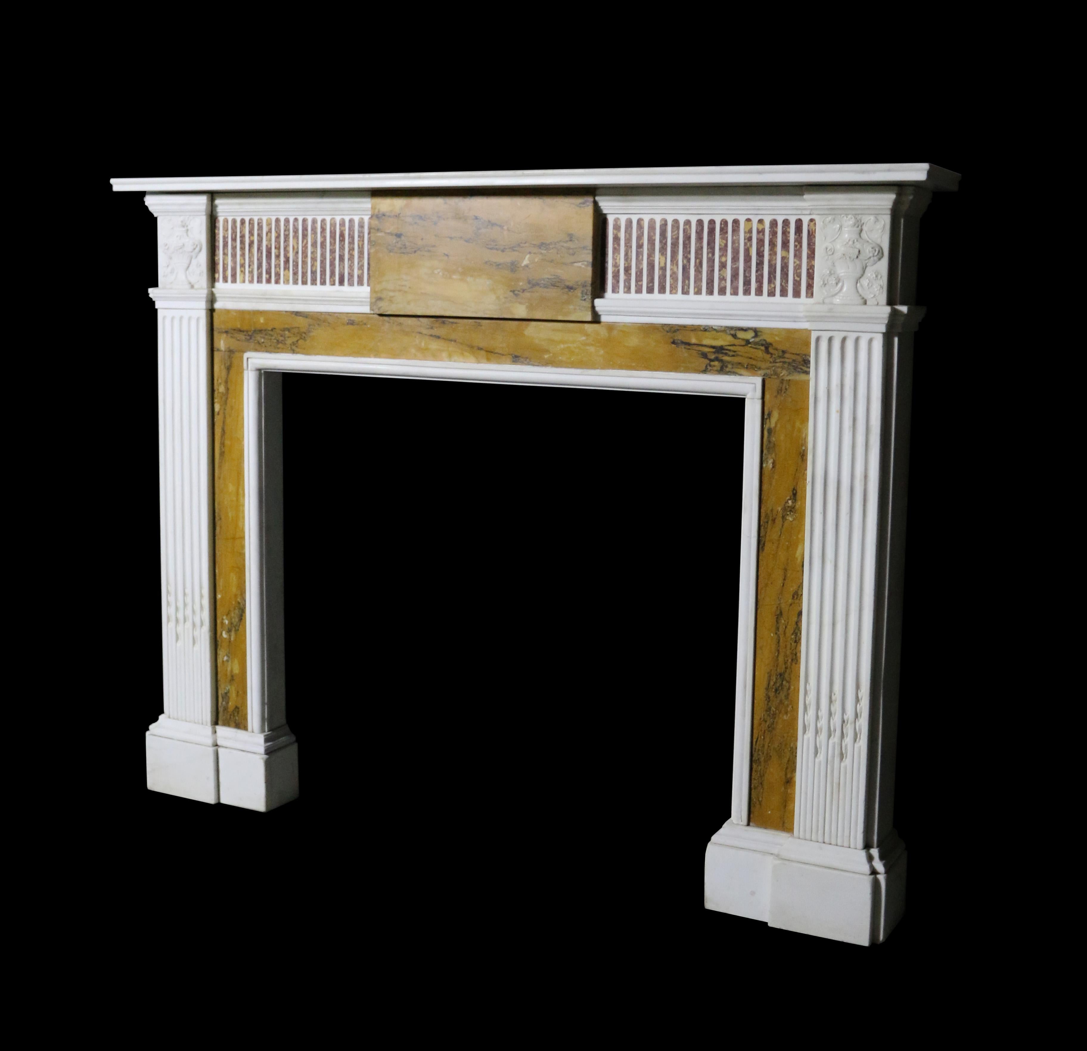 19th Century Large Antique George III Style Sienna Marble Fireplace Surround For Sale