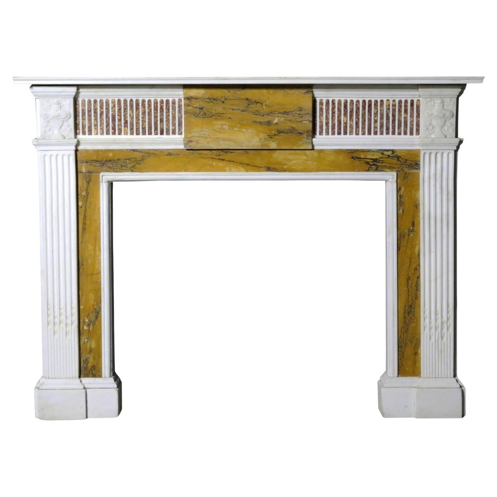 Large Antique George III Style Sienna Marble Fireplace Surround For Sale