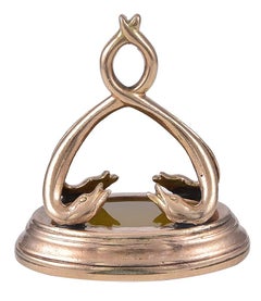 Antique Georgian 18 Karat Gold and Yellow Agate Intaglio Fob Seal