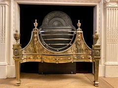 Large Antique Georgian Style Brass Fire Grate by Carron