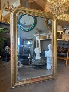 A Large Antique Gold Gilt French Louis Philippe Domed Top Mirror
