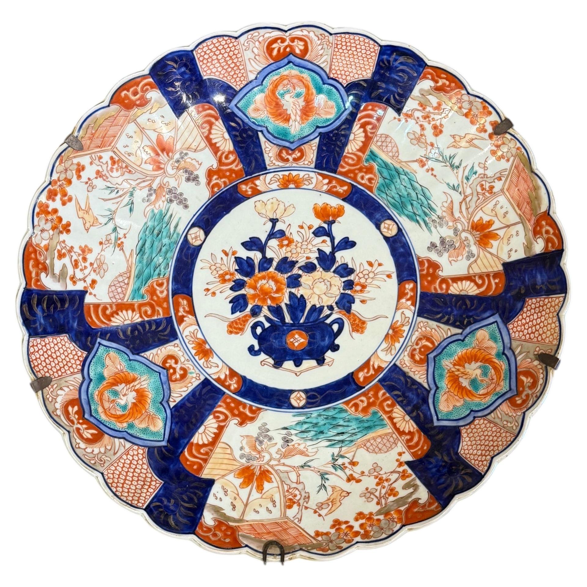 A Large Antique Japanese Imari Charger / Wall Plate, 19th Century