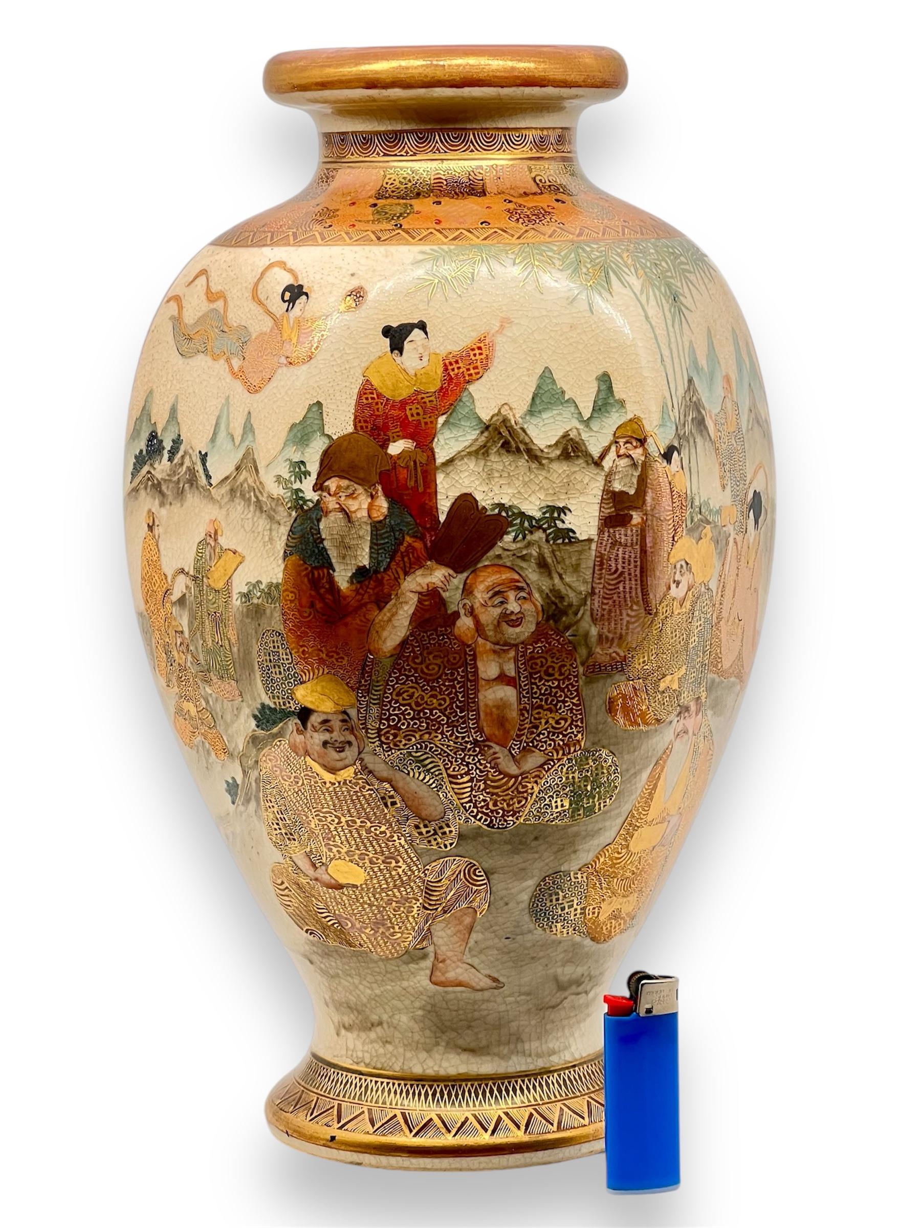 Un grand vase japonais ancien Satsuma, signé par Kitamura. L'ère Meiji en vente 8