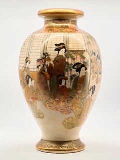 A Large Antique Japanese Satsuma Vase., Signed by Kitamura. Meiji Era
