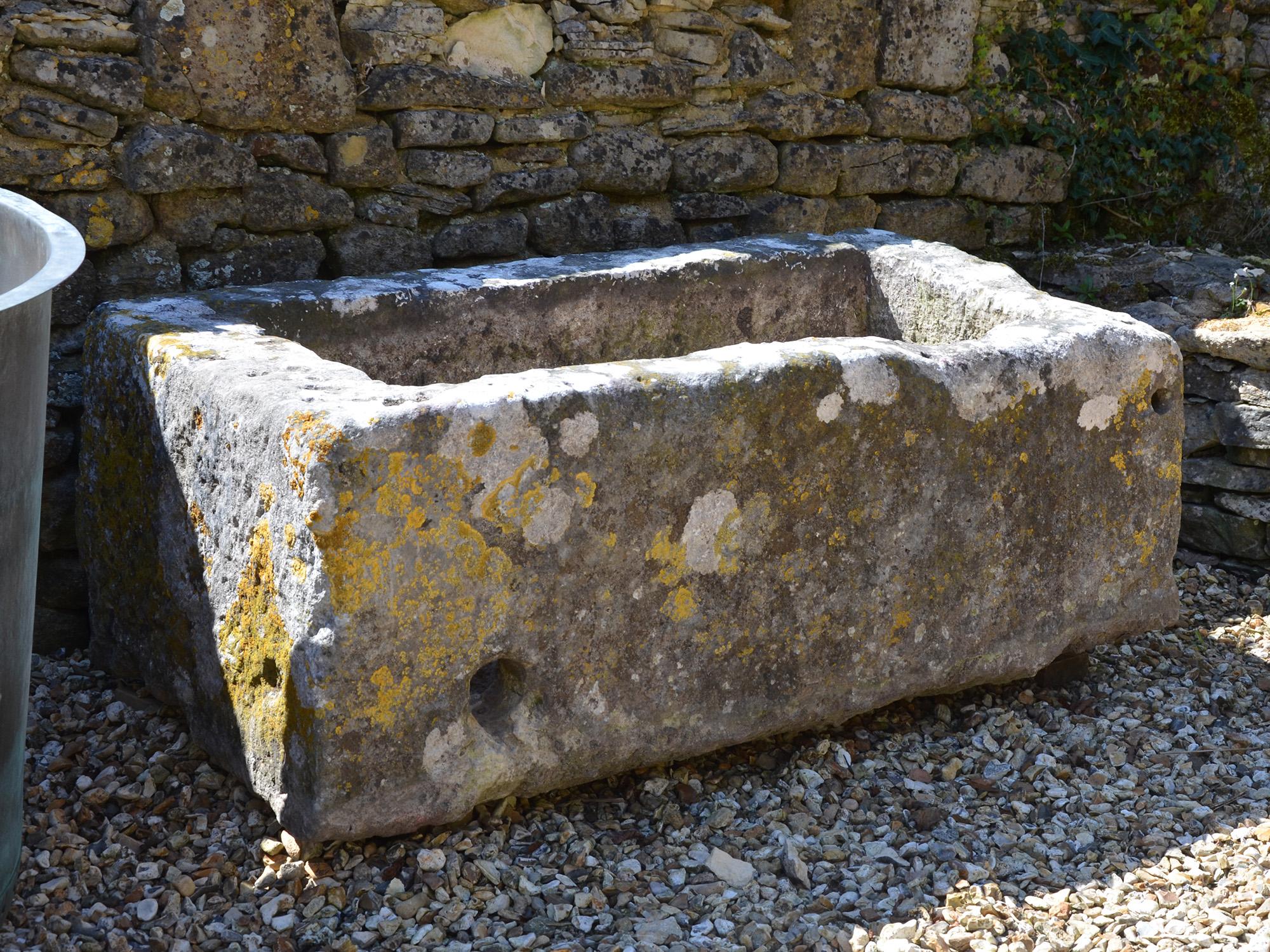 English Large Antique Limestone Trough with Good Weathering and Patination