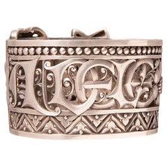 A large antique silver neo-Gothic bracelet with the name Adèle