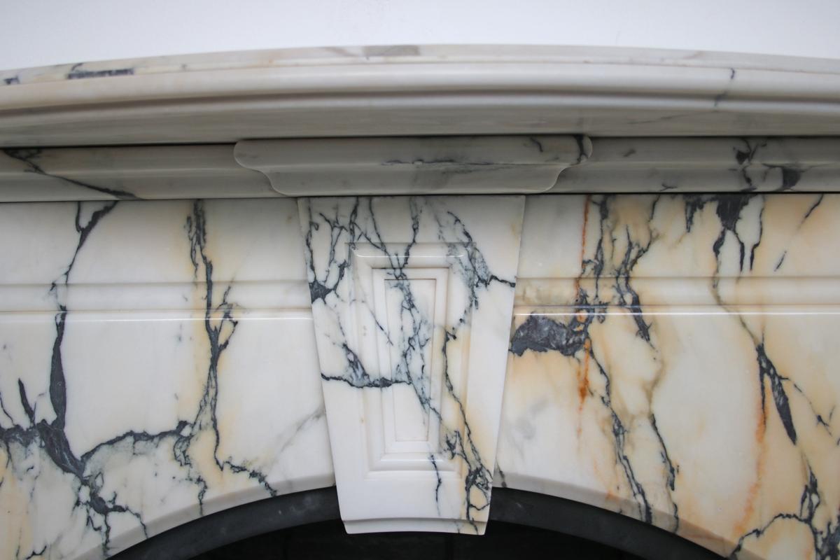 19th Century Large Antique Victorian Arched Fire Surround in Striking Pavonazzo Marble