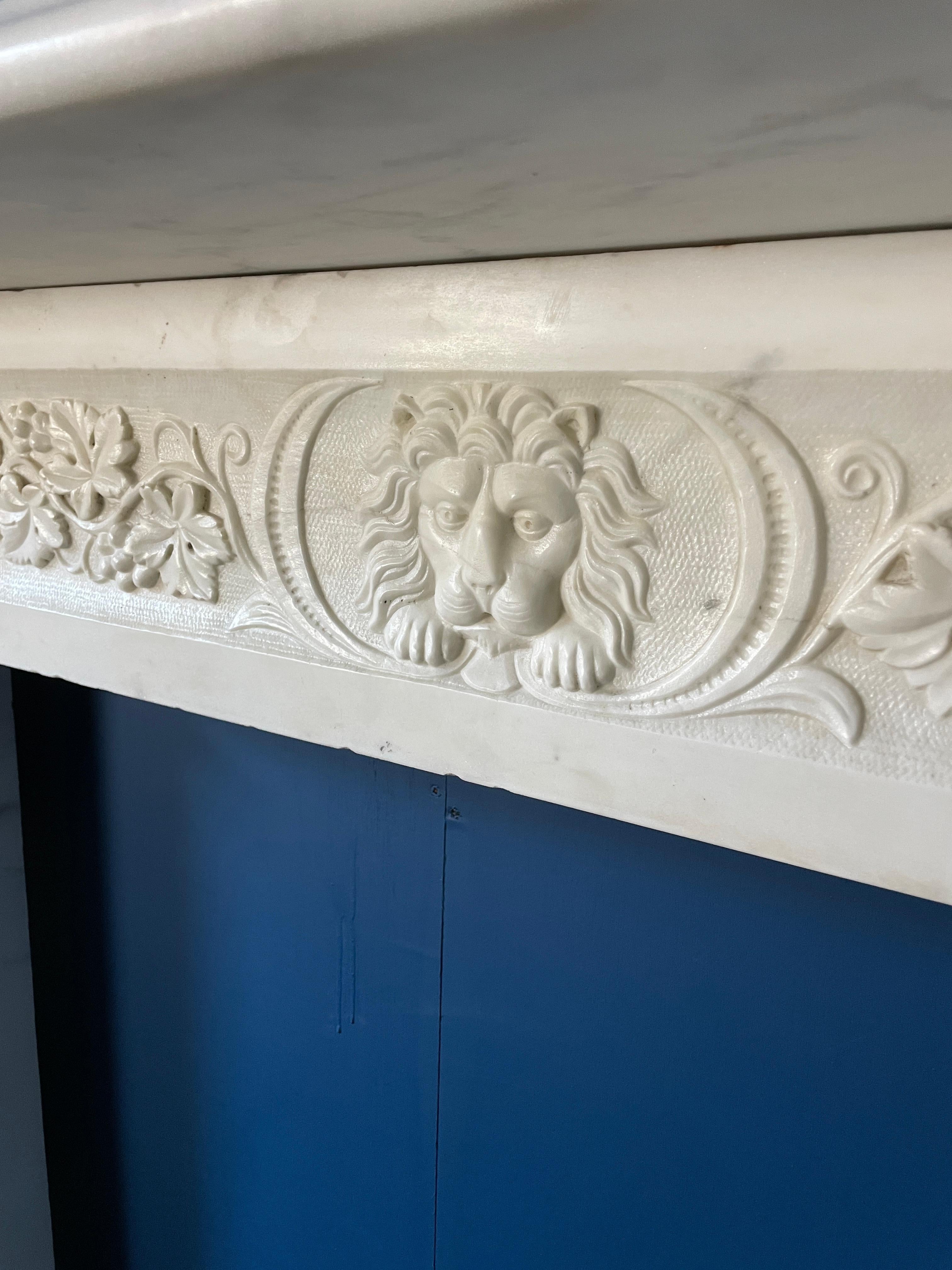 Large Antique Victorian Carved Statuary Marble Fireplace Mantel  In Good Condition In London, GB