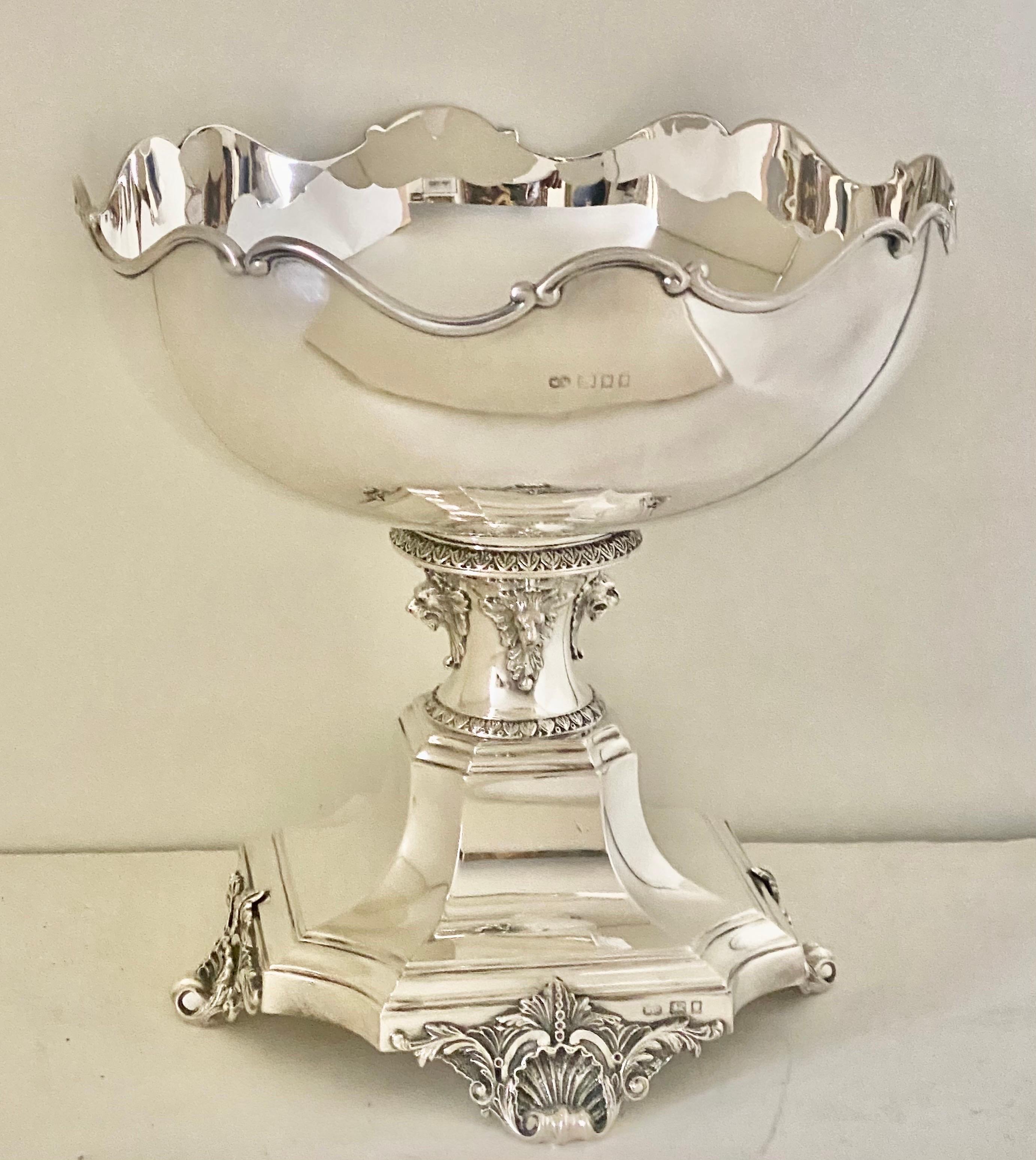 Large Antique Victorian Sterling Silver Presentation Bowl 14