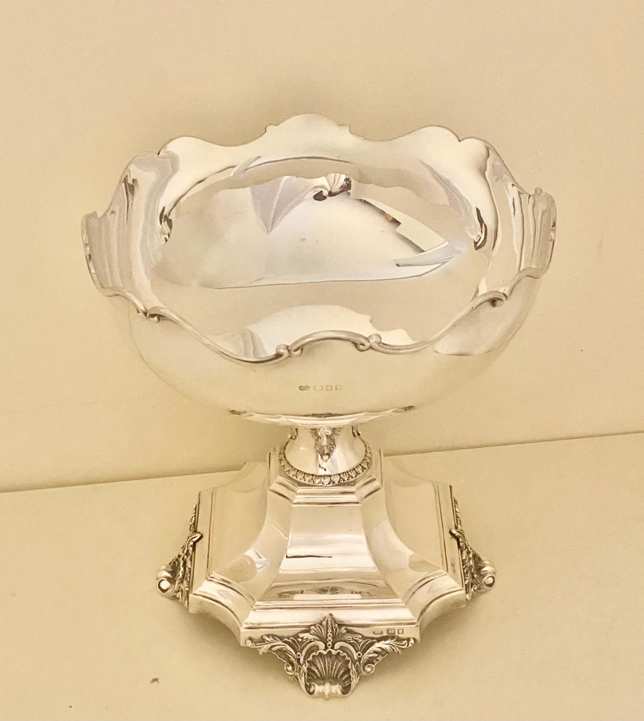 British Large Antique Victorian Sterling Silver Presentation Bowl