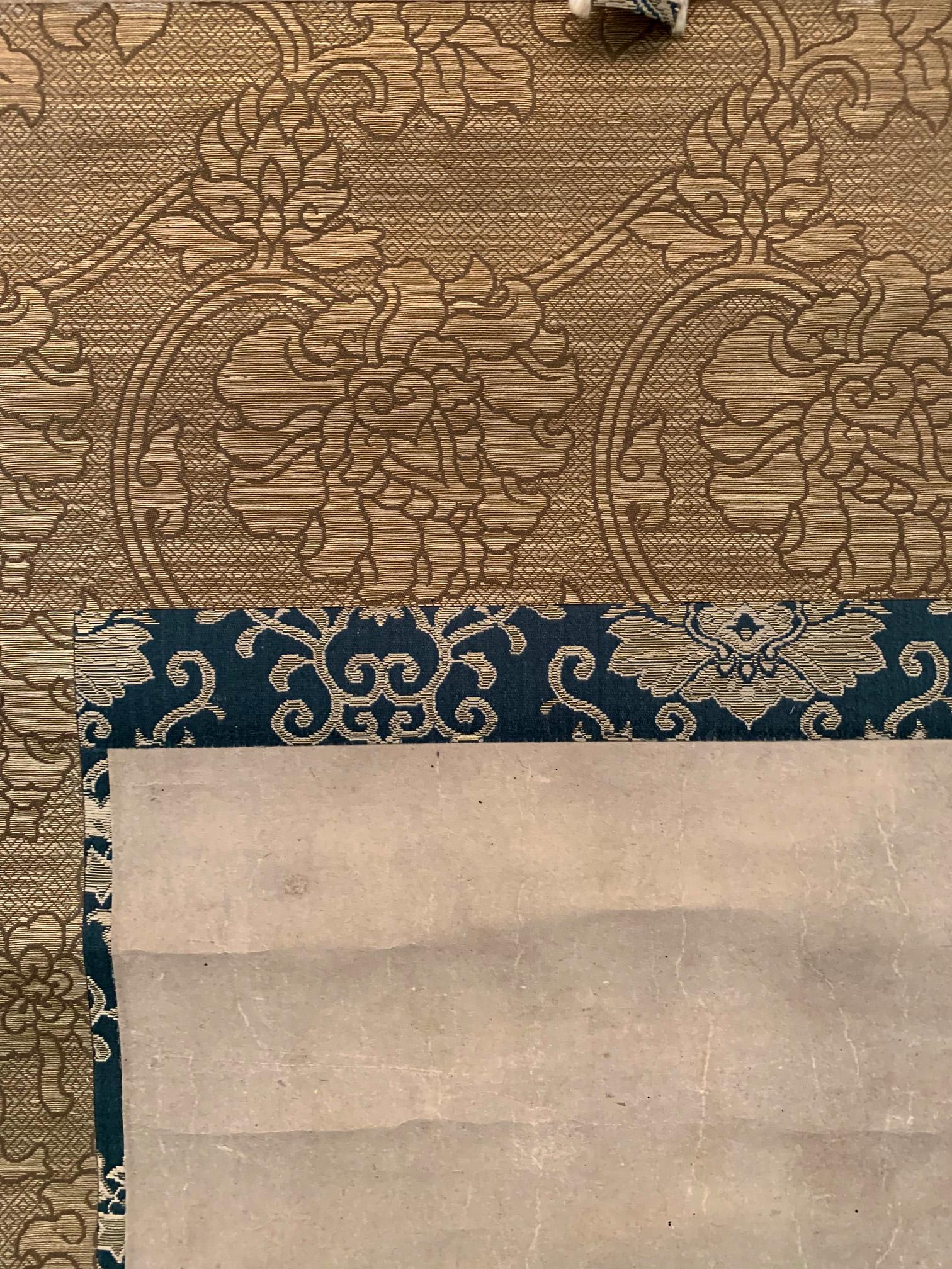 Japonisme Large Antique Zen Japanese Ink Scroll After Sesson Shukei For Sale