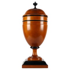Antique A large apothecary-herbalist Biedermeier wooden jar, Austria 1850.