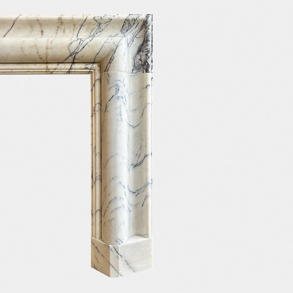 Italian A Large Calacatta Vagli Marble Bolection Fireplace Mantle  For Sale
