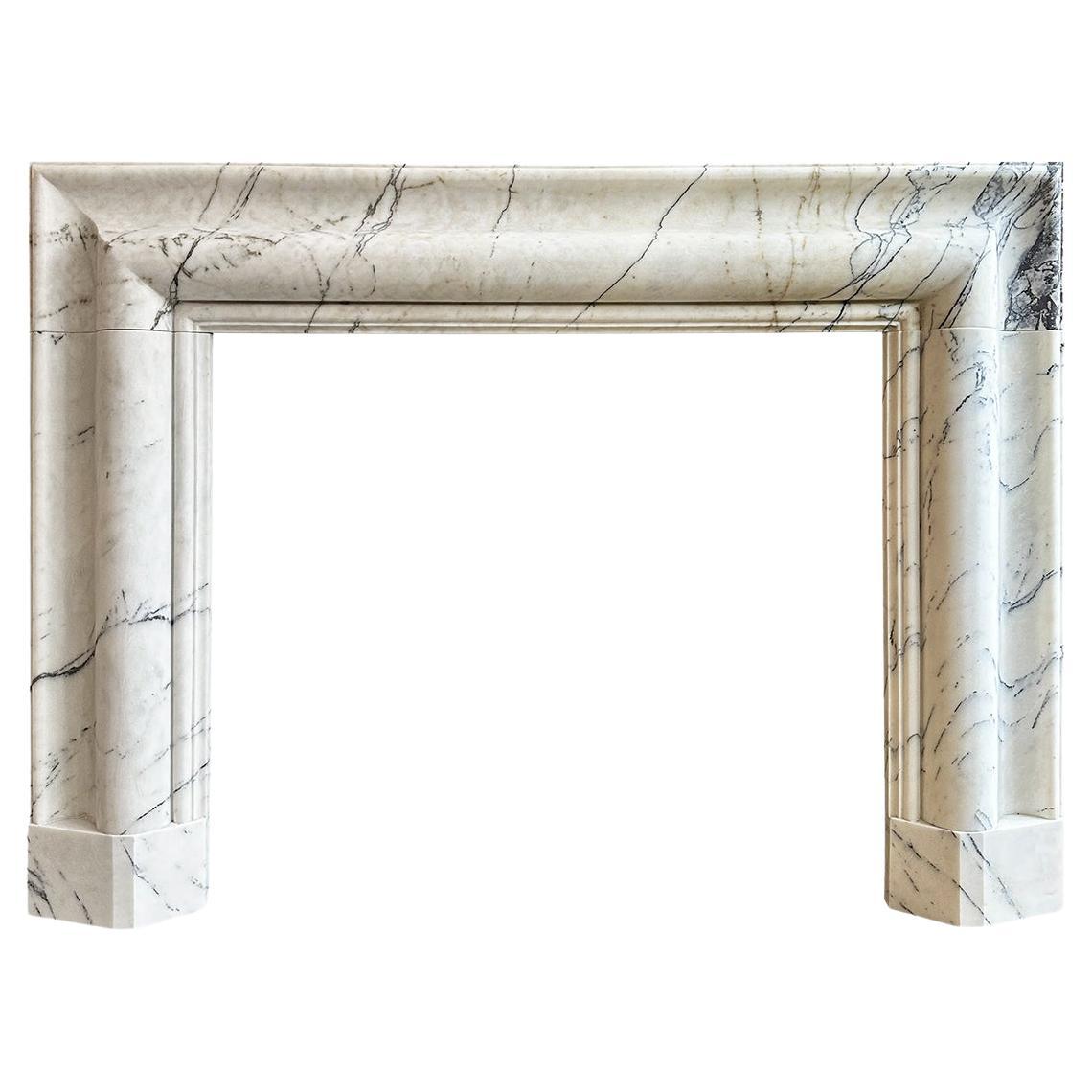 A Large Calacatta Vagli Marble Bolection Fireplace Mantle  For Sale