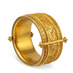 Large Archaeological Revival Gold Bangle