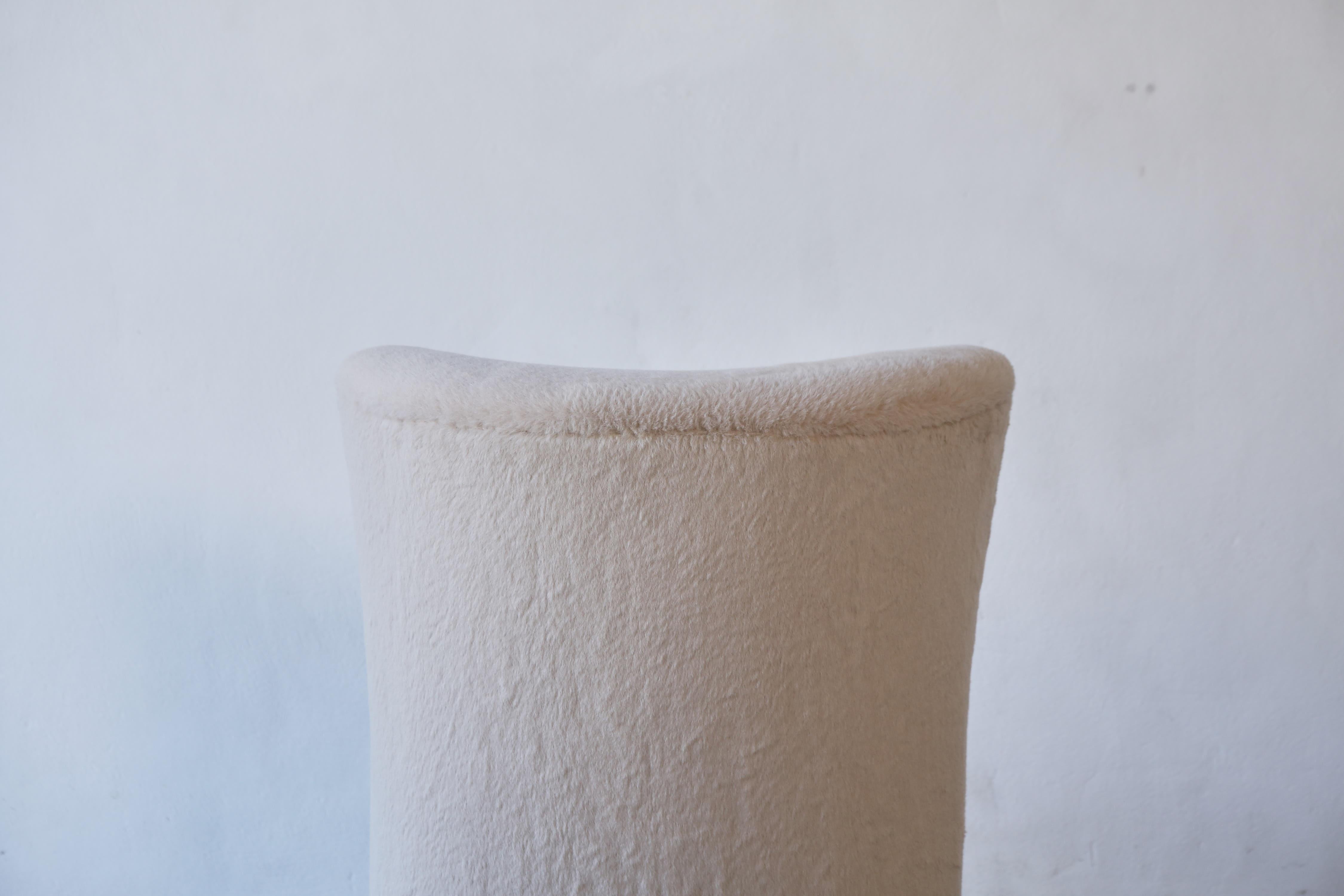 Großer Sessel, neu gepolstert mit reiner Alpakawolle, Dänemark, 1950er Jahre im Angebot 3