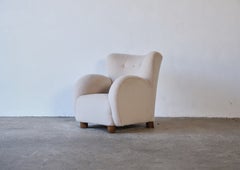 A Large Armchair, Reupholstered in Pure Alpaca Wool, Denmark, 1950s