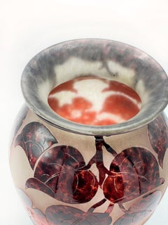 A Large Art Deco Acid Etched Cameo Glass Vase, Signed Degue