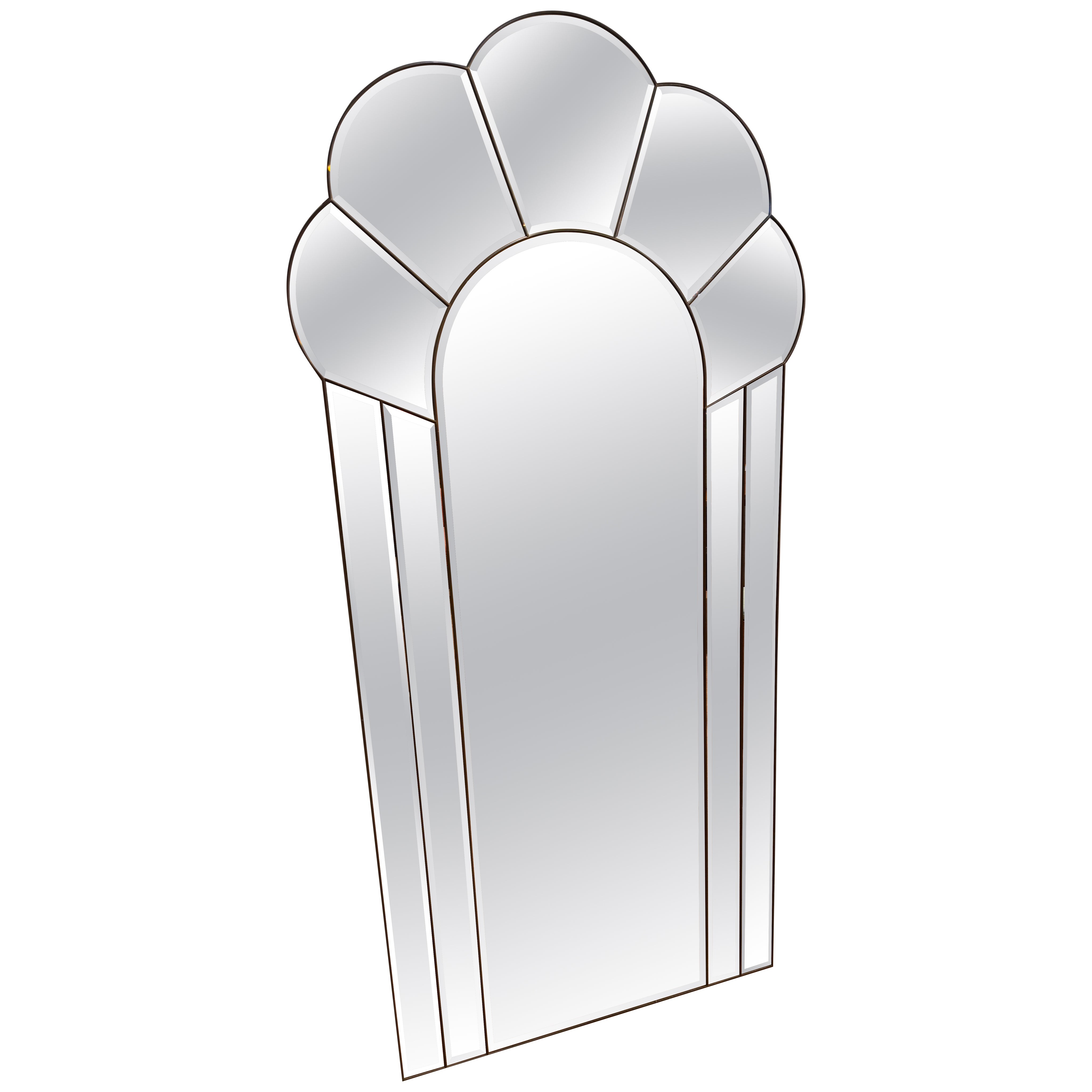 Eine große Art Deco Messing & abgeschrägten Glas overmantel Spiegel im Angebot