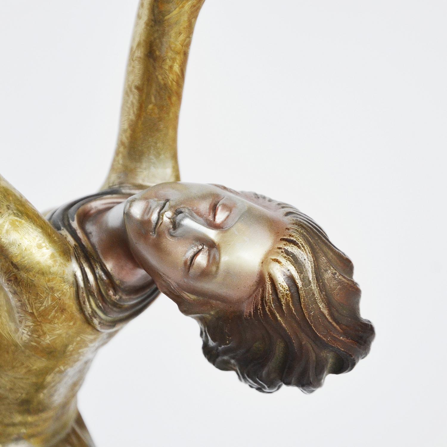 Large Art Deco Cold Painted Silvered Bronze Sculpture by Josef Lorenzl In Excellent Condition In Forest Row, East Sussex