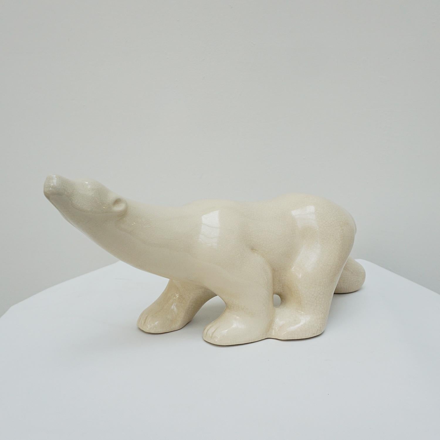 Art déco Grand ours polaire en glace Art Déco attribué à Pierre Chanet