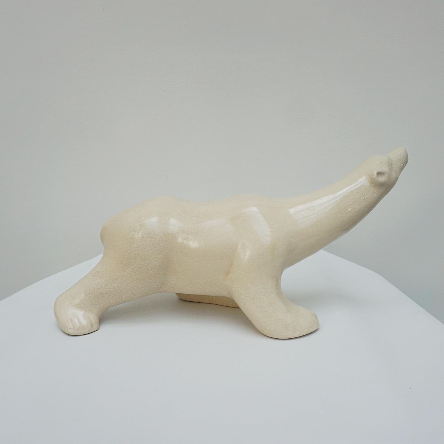 Milieu du XXe siècle Grand ours polaire en glace Art Déco attribué à Pierre Chanet
