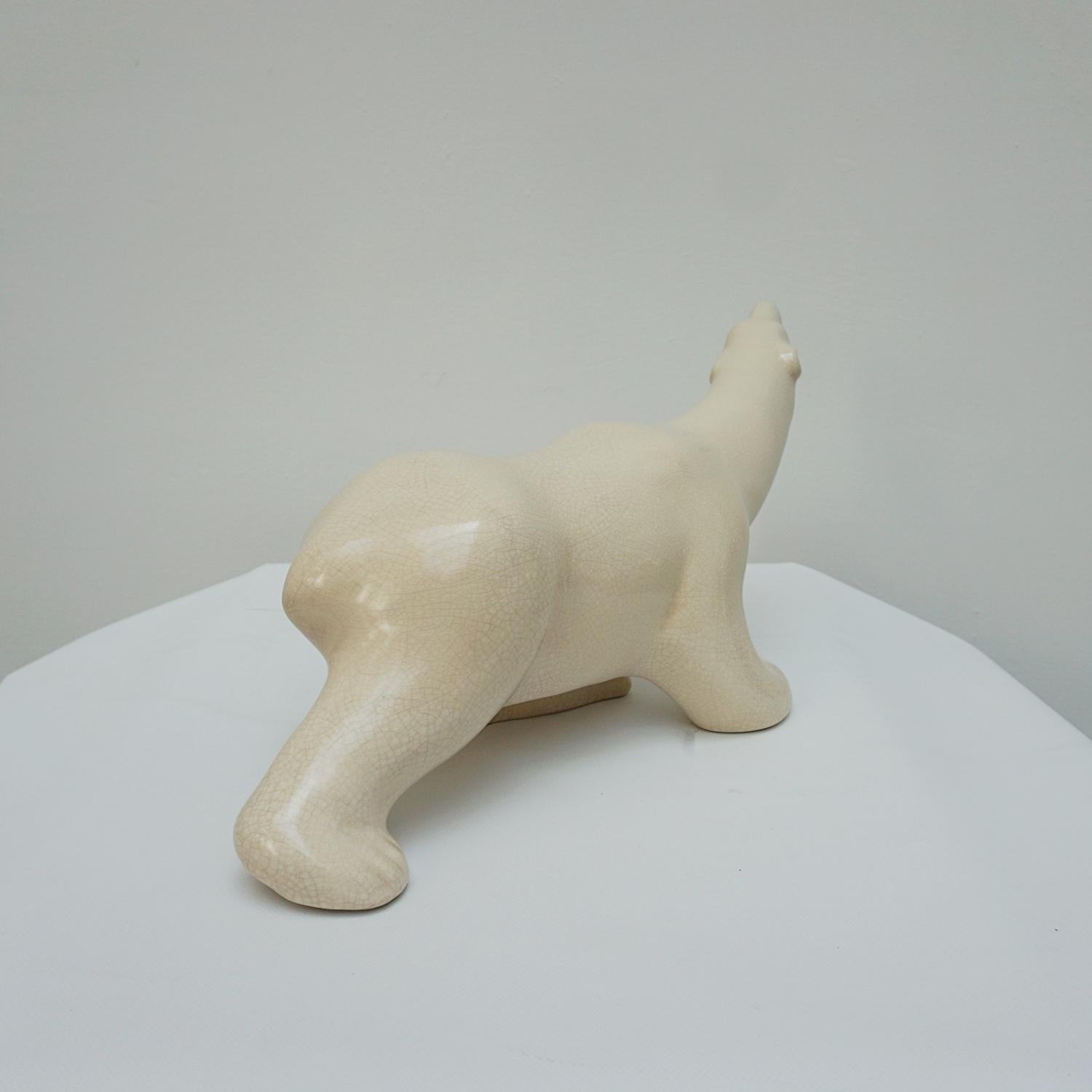Porcelaine Grand ours polaire en glace Art Déco attribué à Pierre Chanet