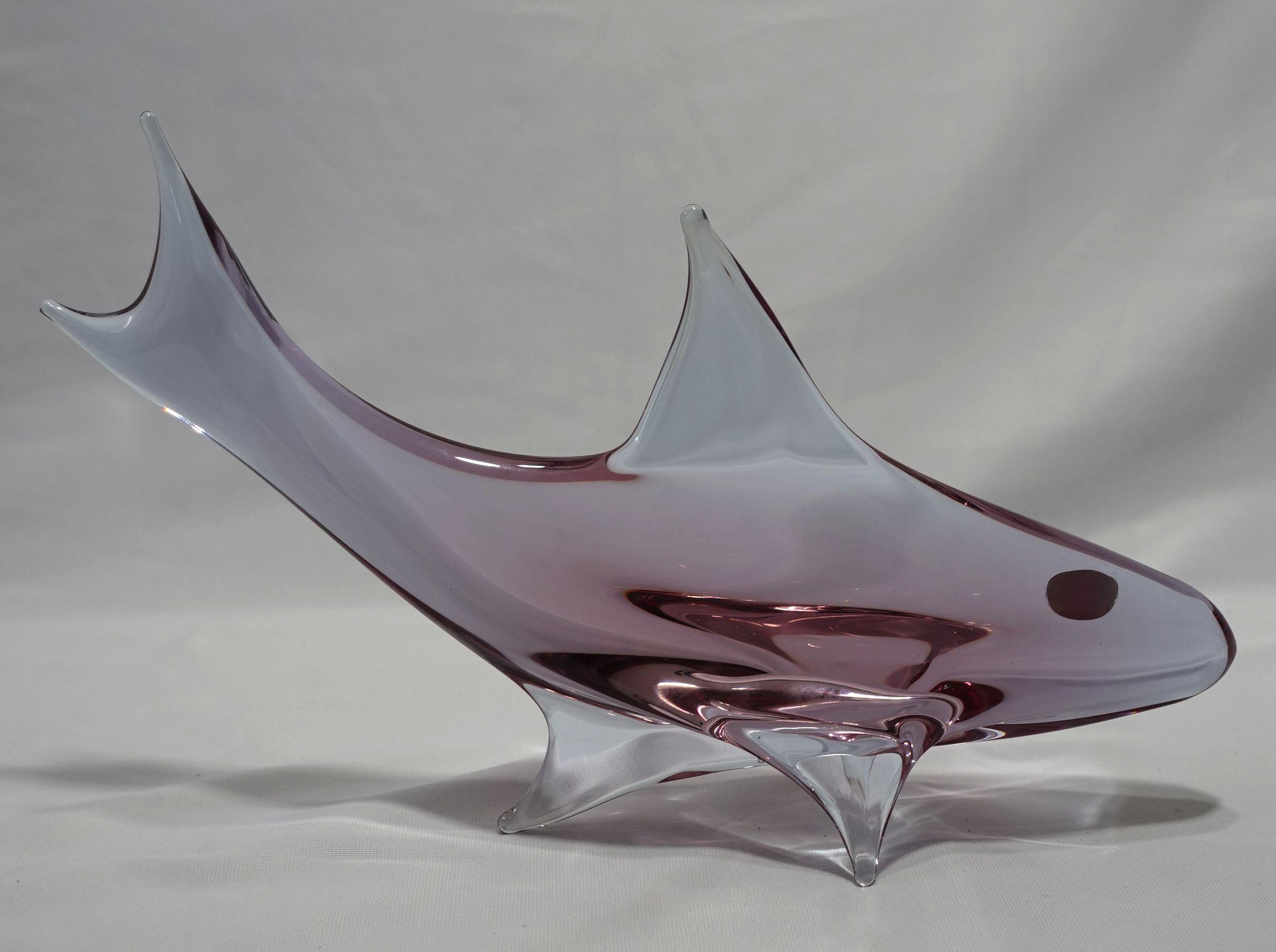 A Large Art Glass Sculpture Of Dolphin, Czech Republic For Sale 1