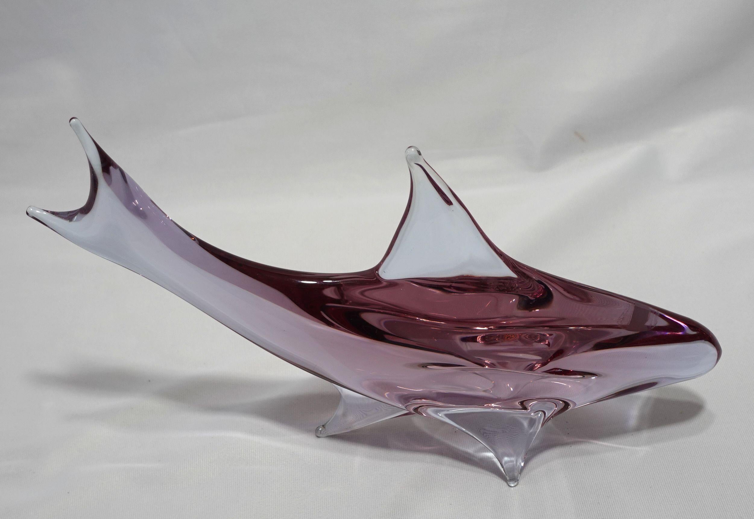 A Large Art Glass Sculpture Of Dolphin, Czech Republic For Sale 2